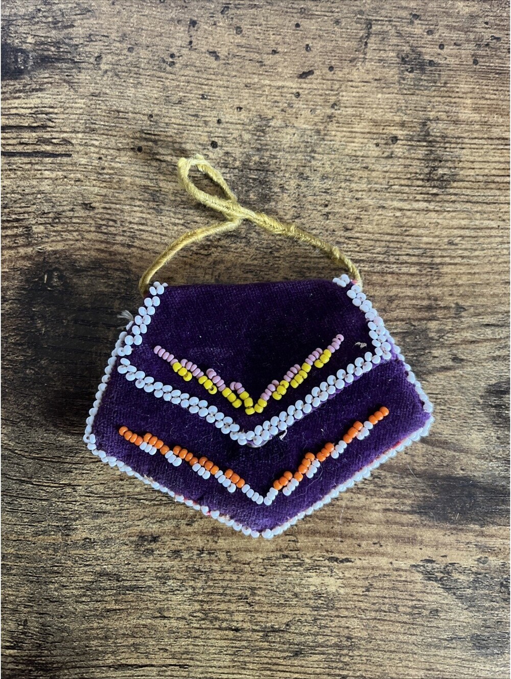 Native American Style Small 1.5” Glass Bead Medicine Purse